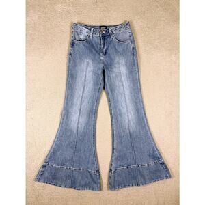 Juny Bell Bottom Jeans Women’s Medium Blue Ultra Flare Stretch Denim Hippie Chic